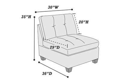 Sana Genuine Leather Sectional 6pc Set 3x Corner Wedge 2x Armless Chair 1x Ottoman - Black