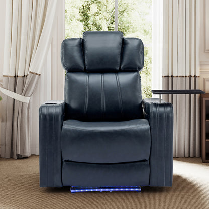 Xavier PU Leather Power Recliner - Blue