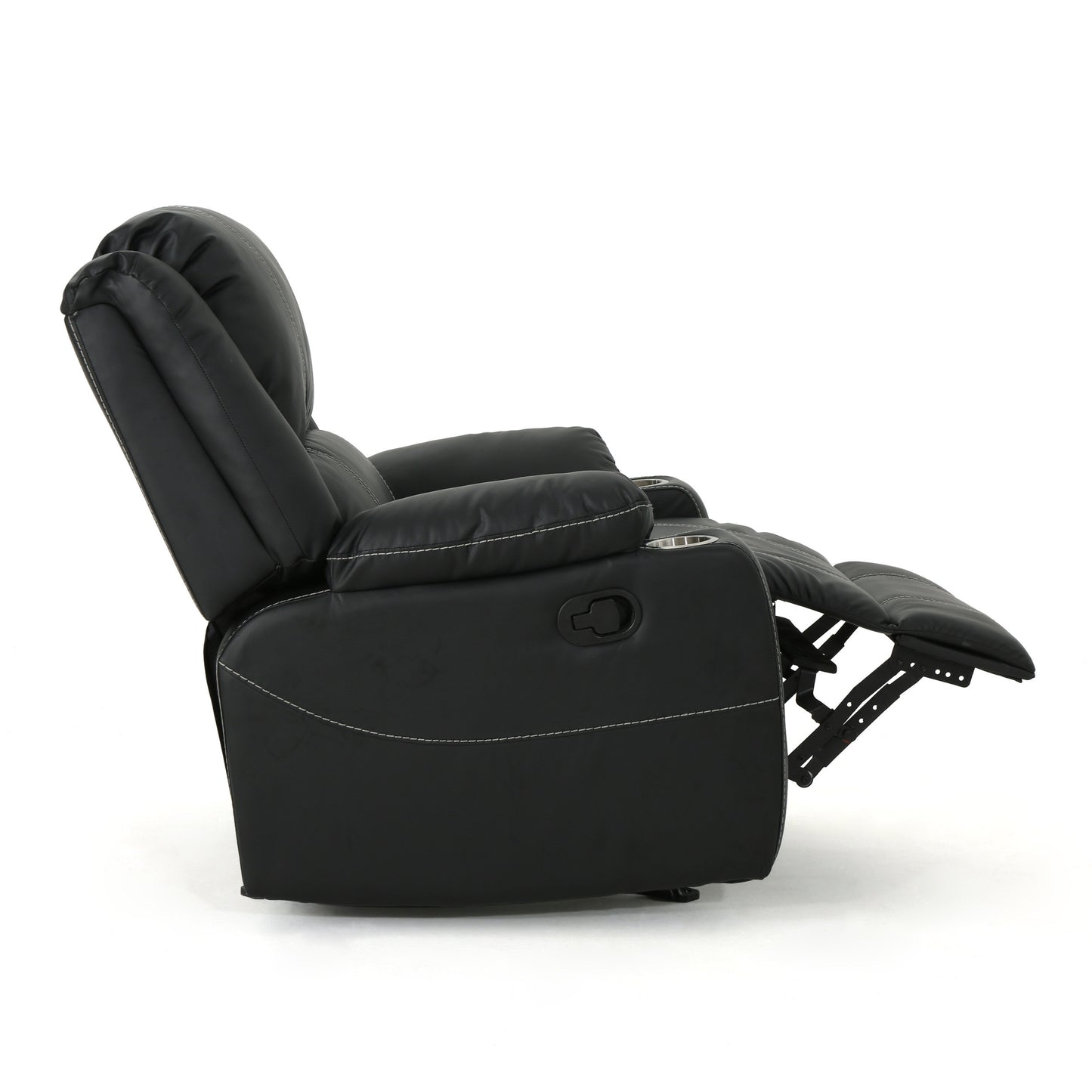 Aviana Glider Recliner Chair with Cup Holders - Black