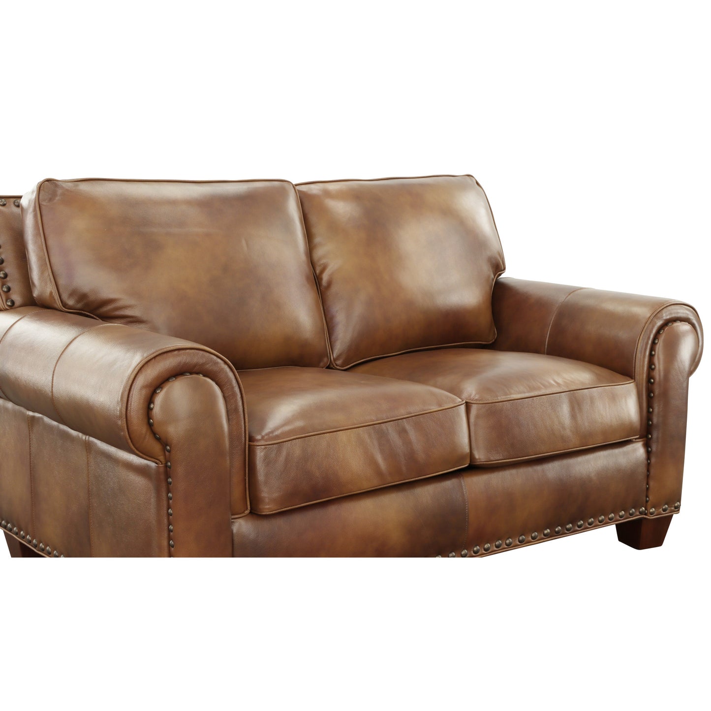 Kian Rustic Leather Collection Loveseat - Tan