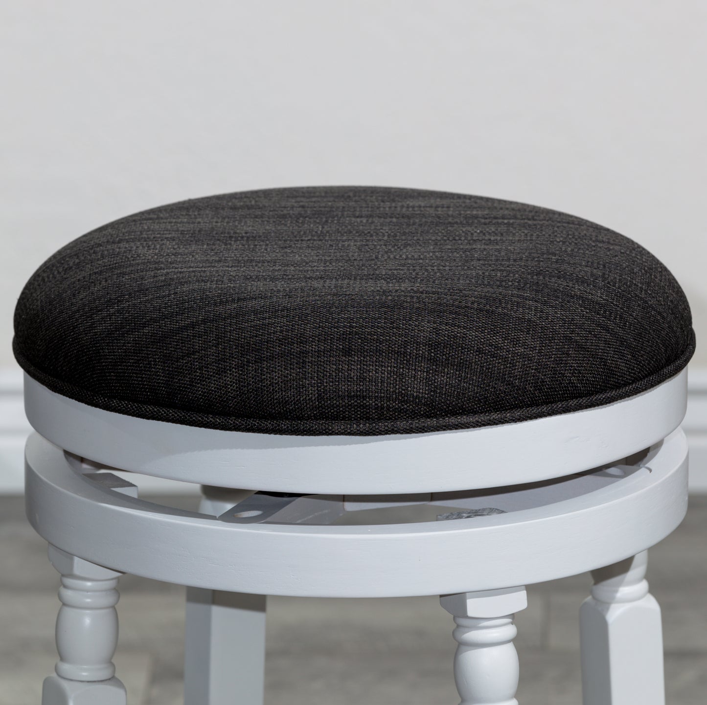 Viva Counter Stool, White Finish, Charcoal Fabric Seat