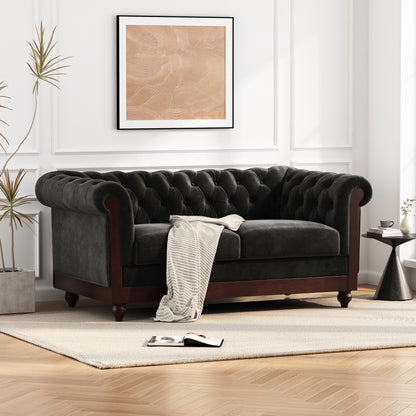 Vivalux Velvet Loveseat Sofa - Black