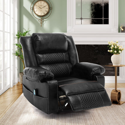 Newman Breathable Leather Massage Recliner Chair - Black