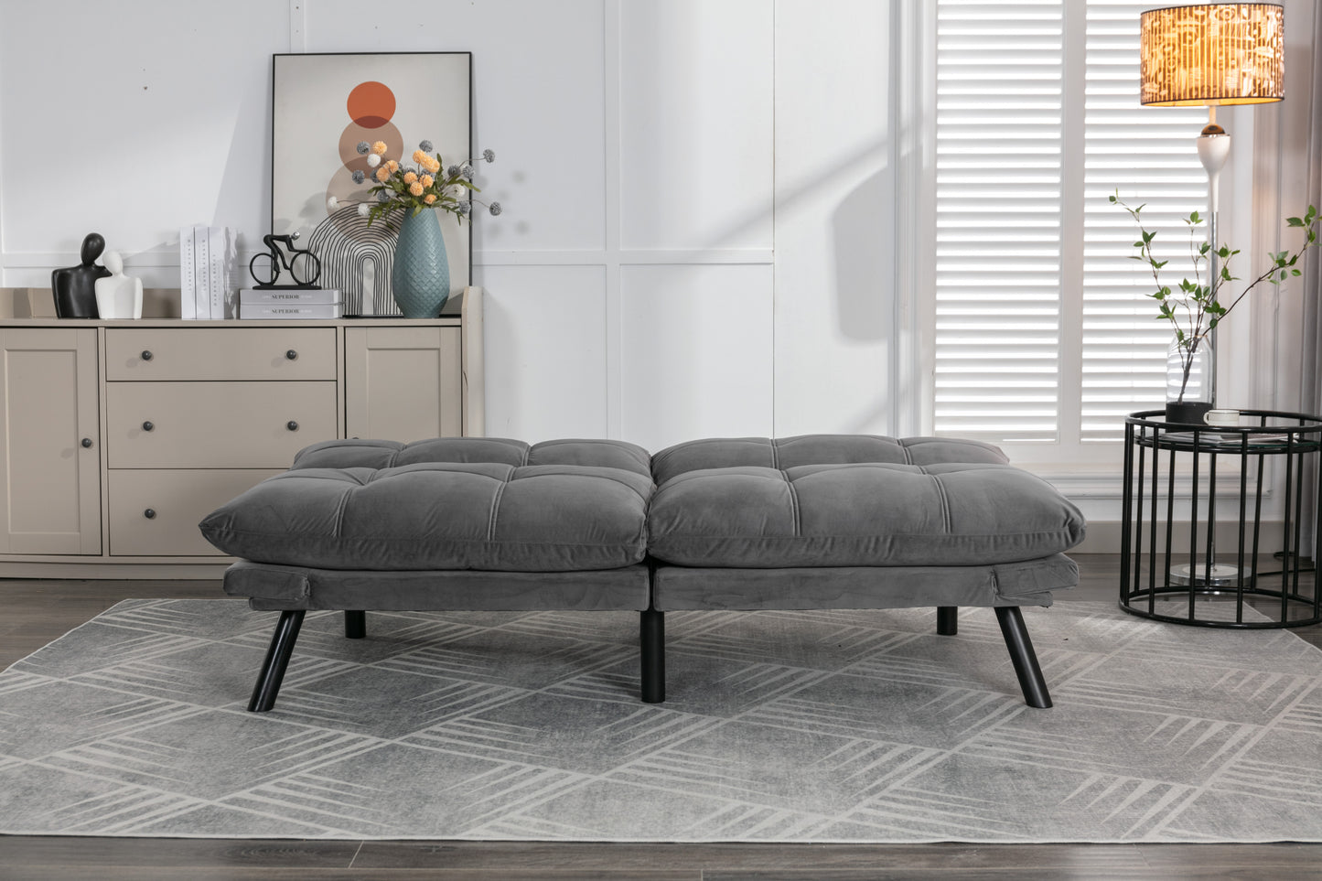 Vega Convertible Folding Modern Sofa Bed - Light Gray