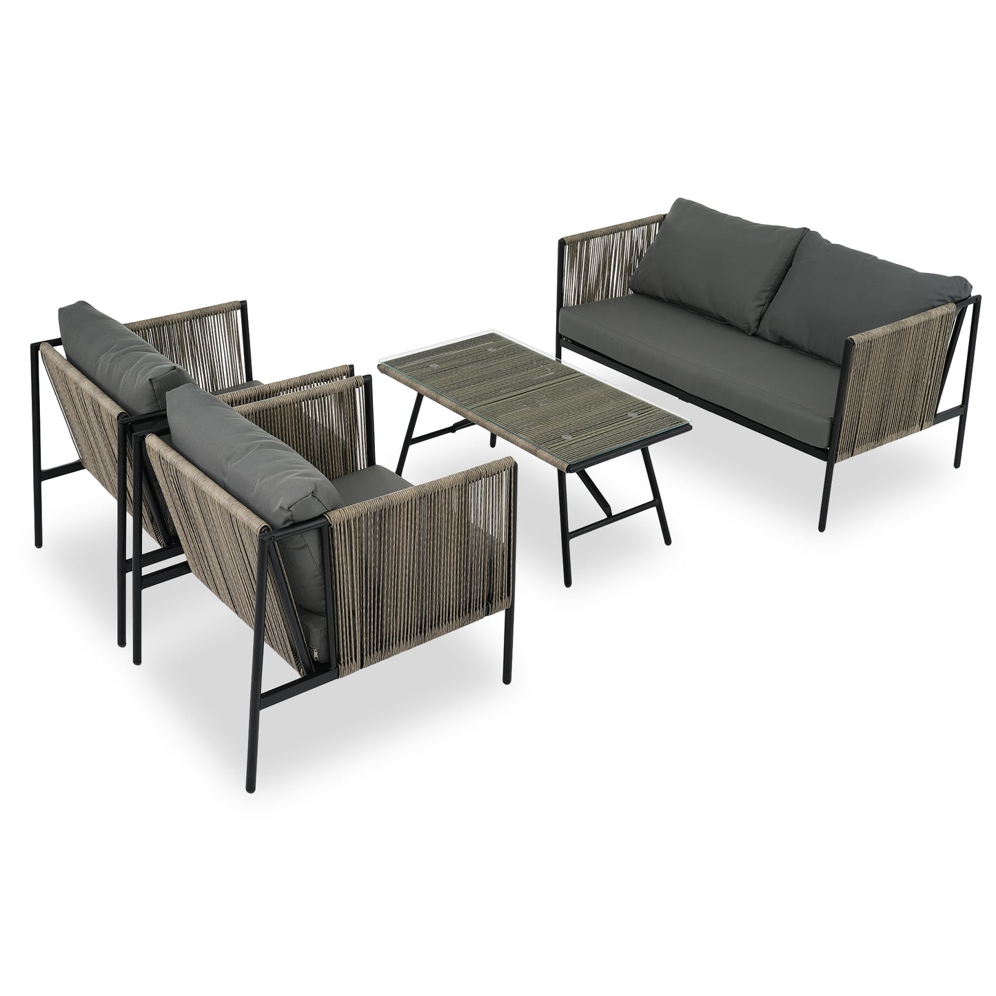 Felton 4 Pc Patio Rope Sofa Set - Gray