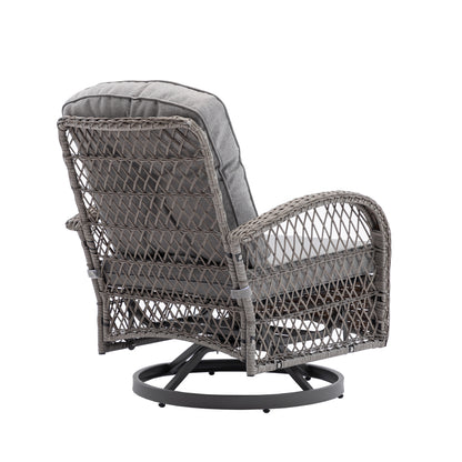 Tompkins 3 Pc Outdoor Swivel Rocker Patio Chairs - Gray