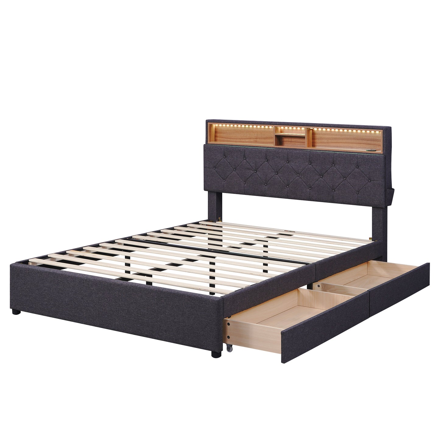 Nectar Full Size Upholstered Platform Bed - Dark Gray