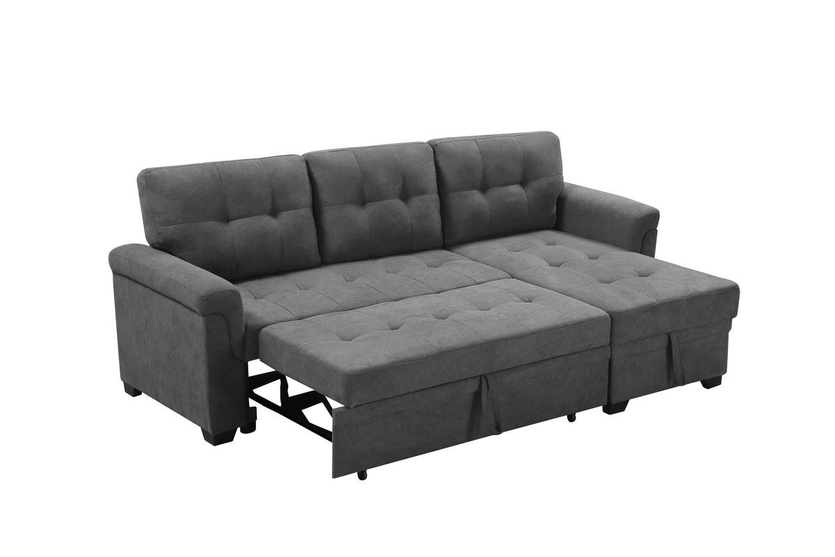 Lucca Fabric Reversible Sectional Sleeper Sofa Chaise with Storage - Gray