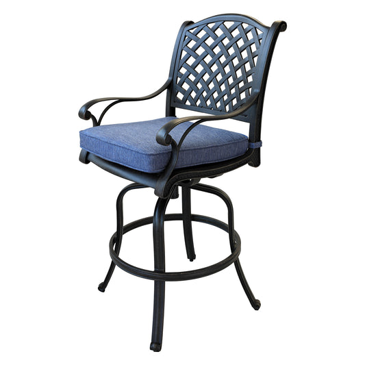 Mico Patio Outdoor Aluminum Bar Stool (Set of 2) - Navy Blue