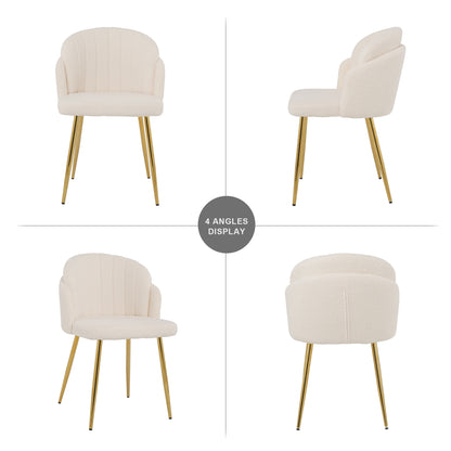 Zulma Fabric Dining Chairs with Gold Leg (Set of 2) - Beige