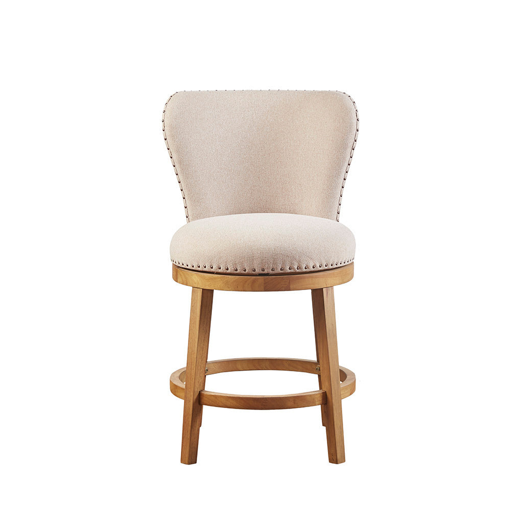 Stewart Upholstered 360 Degree Swivel Counter Stool  - Tan