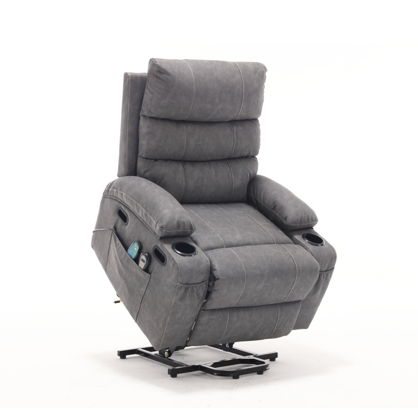 Elias Large Power Lift Recliner Chair with Massage - Gray