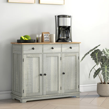 Taj Sideboard with Solid Wood Countertop - Light Gray