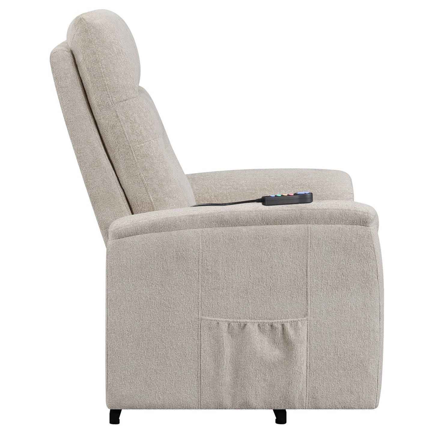 Lennox Power Lift Recliner with Storage Pocket - Beige