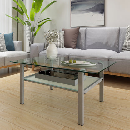 Kaya Glass Top Coffee Table - Grey