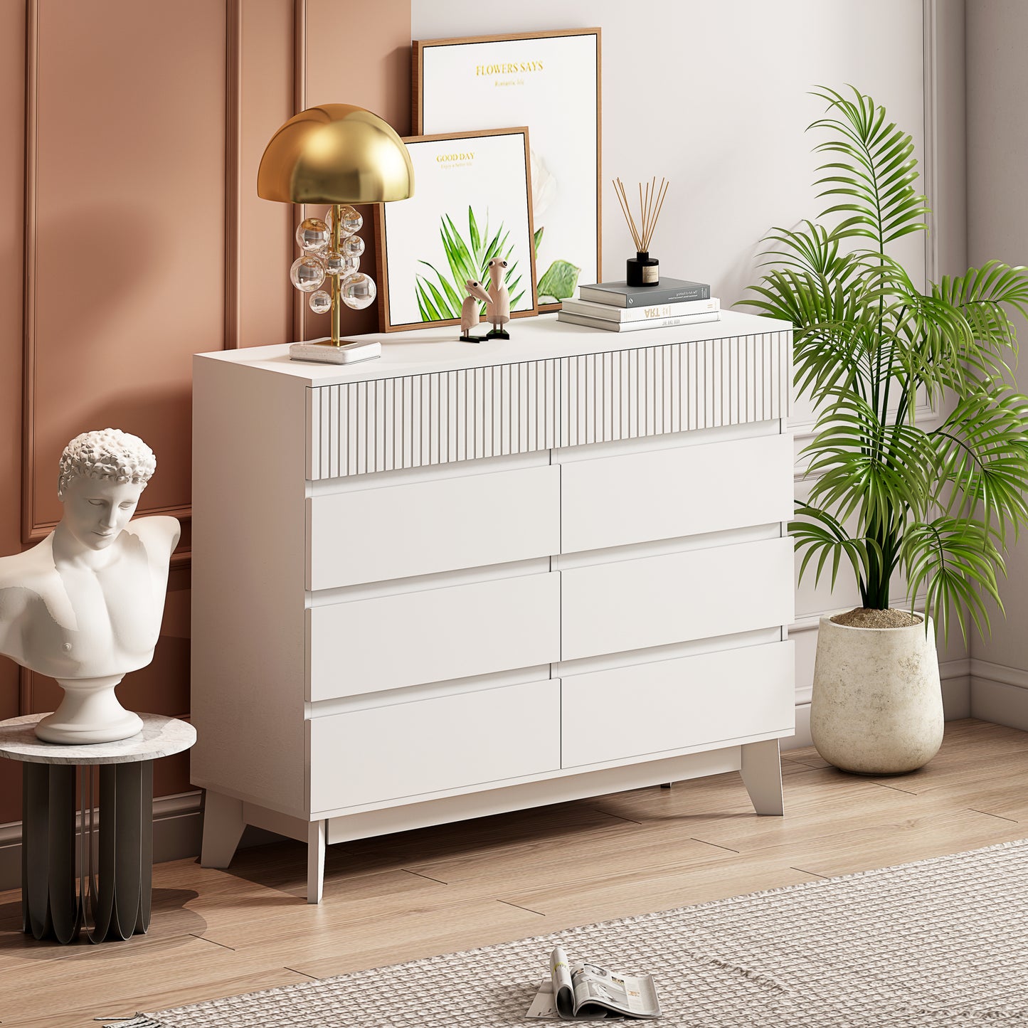 Nao 8-Drawers Storage Cabinet - White