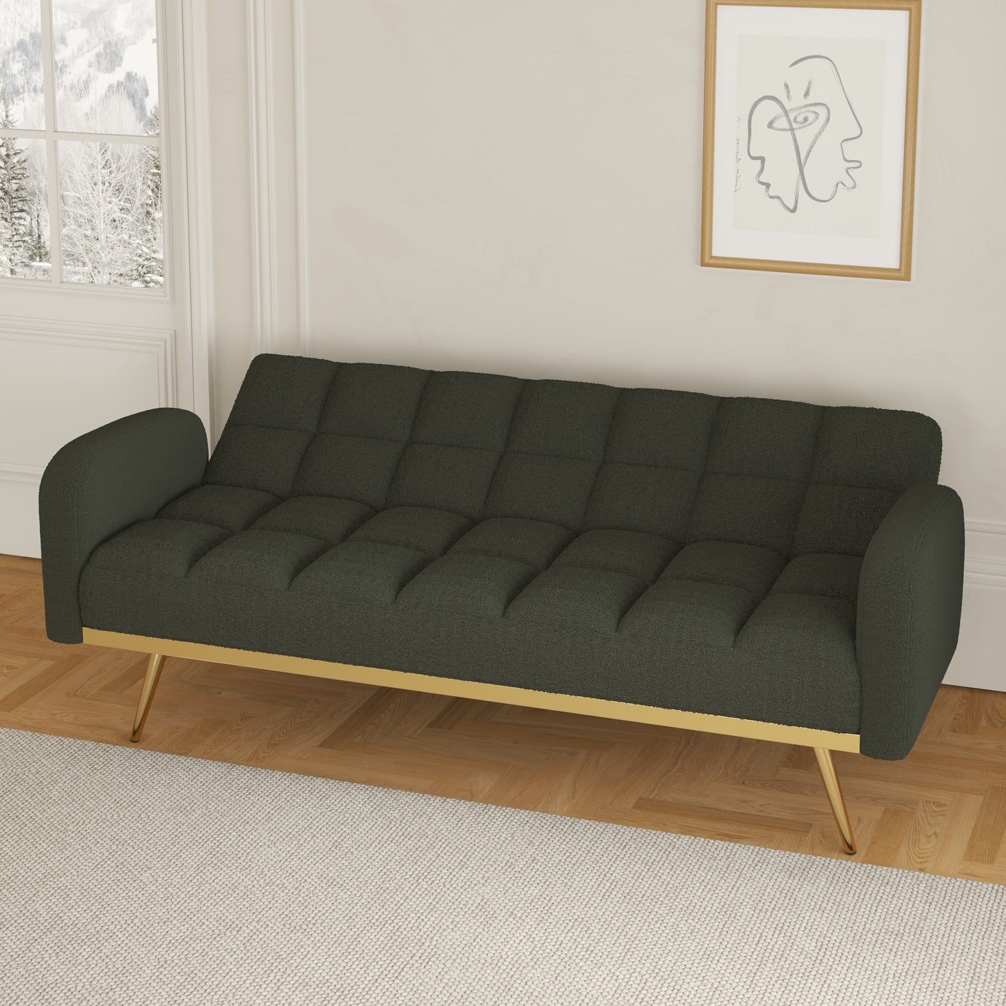 Sonic Convertible Sofa Bed- Green