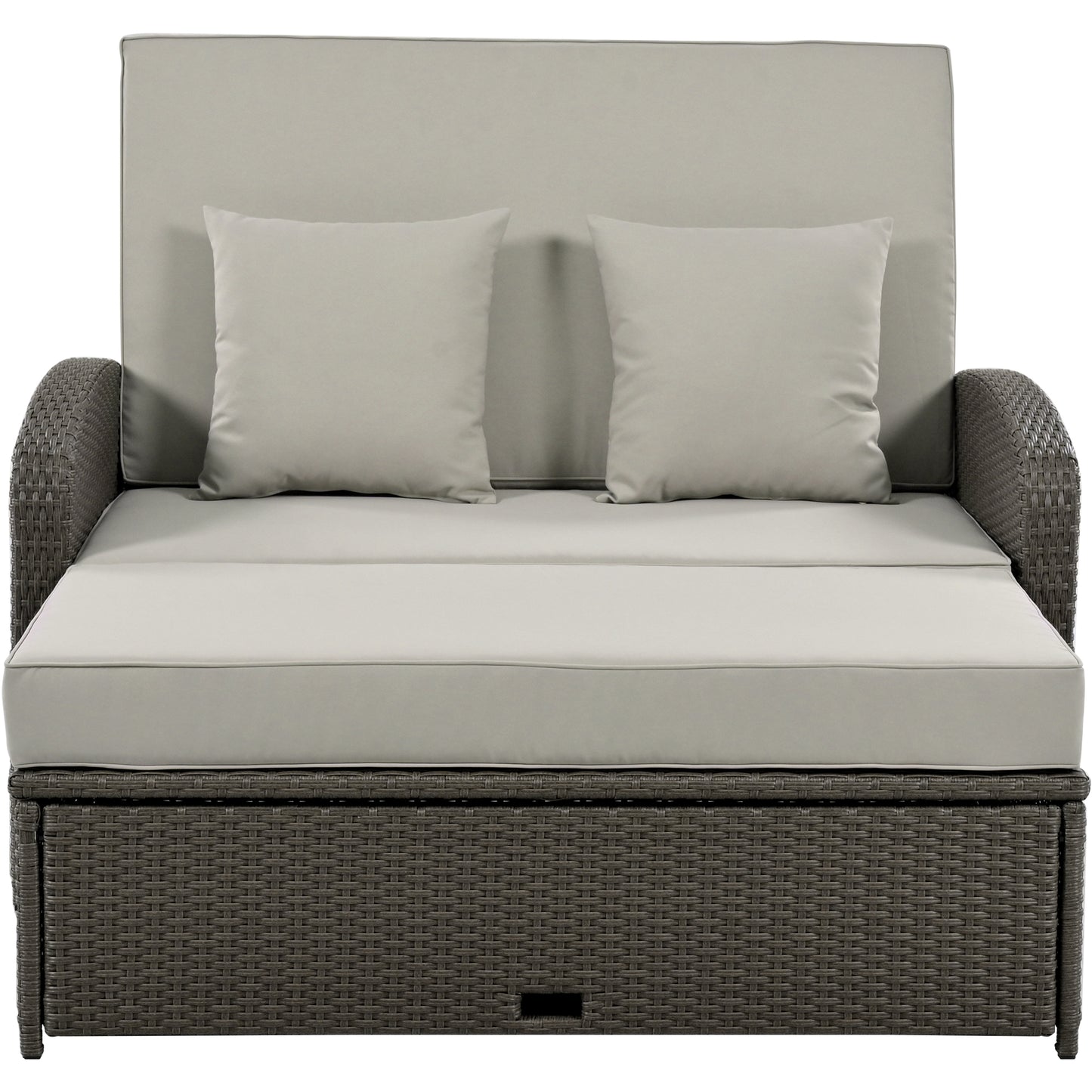 Tula PE Wicker Rattan Double Chaise Lounge - Gray