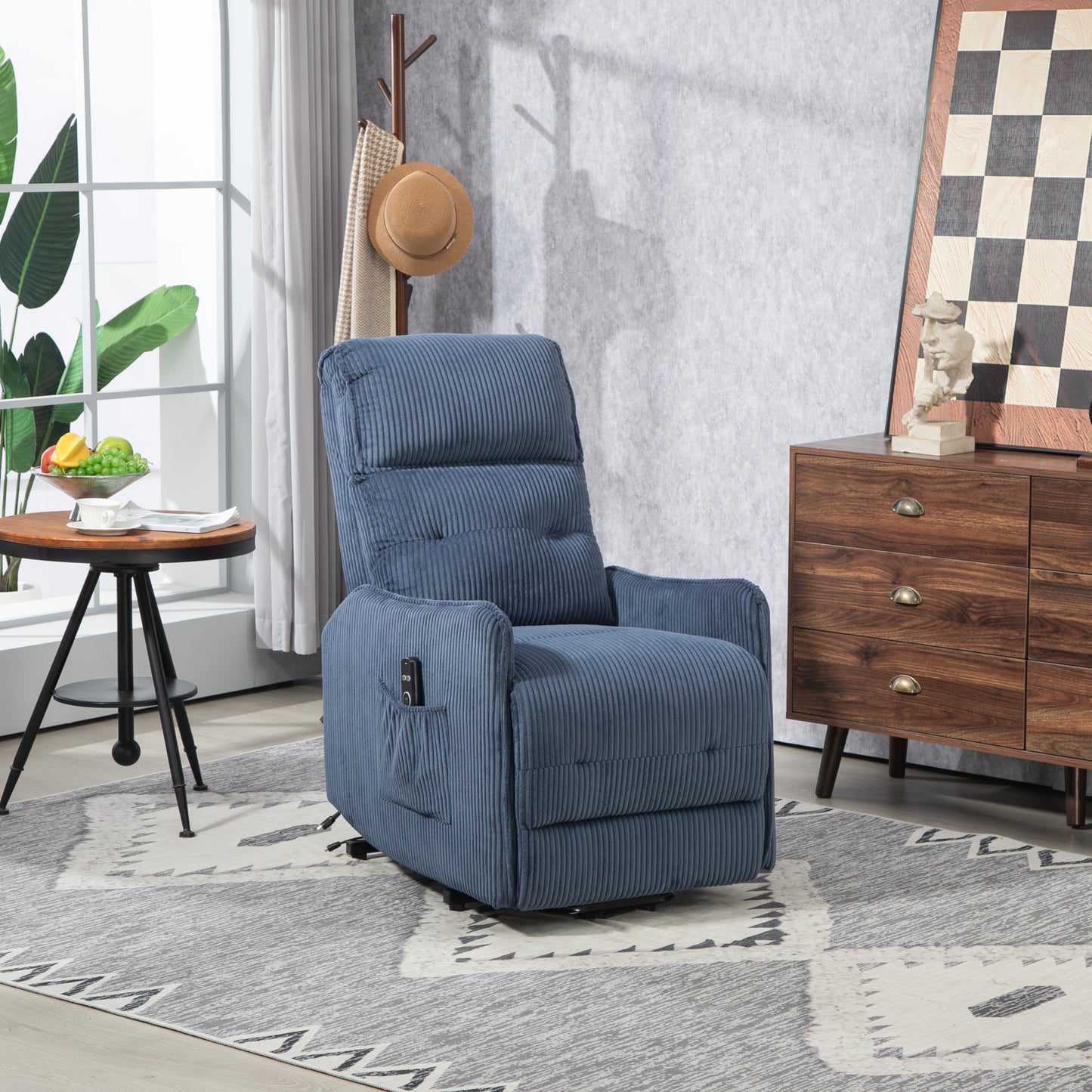 Fraser Electric Recliner Chair - Navy Blue