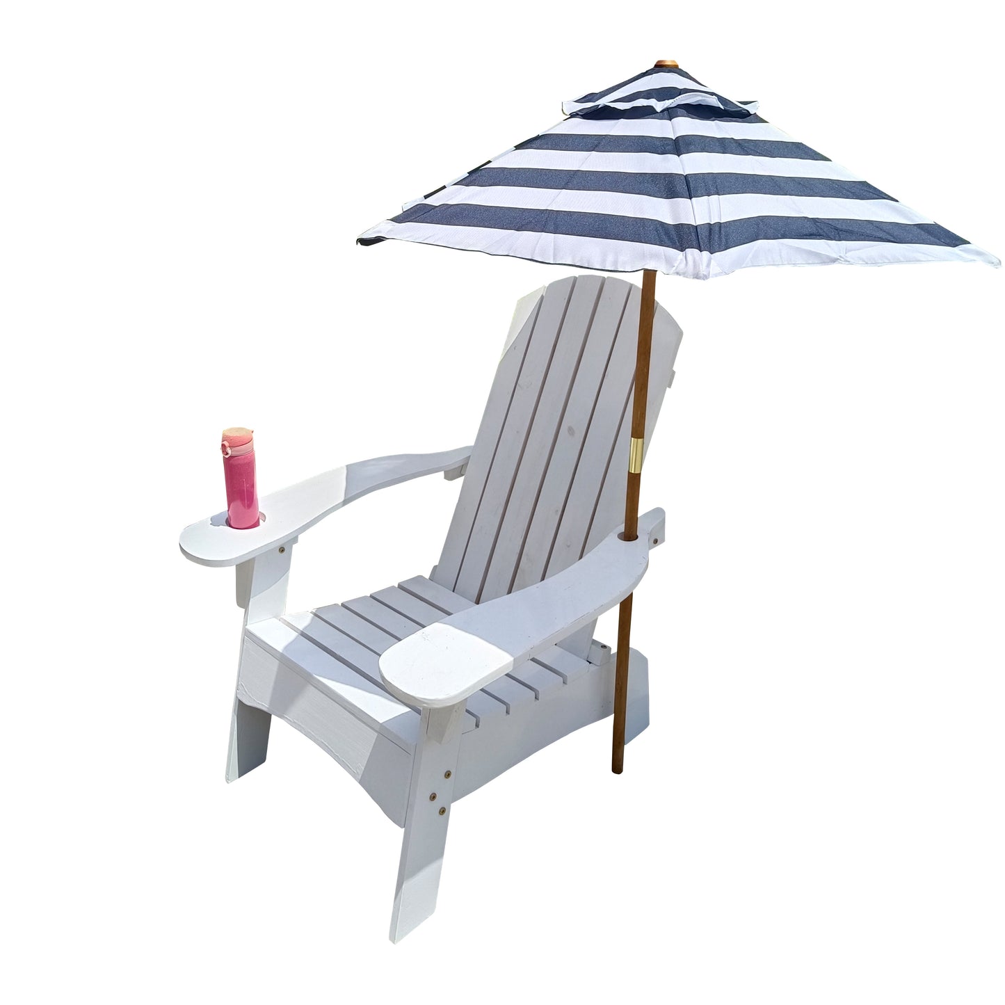 Surno Outdoor Wood Adirondack Chair with Umbrellaan hole - White