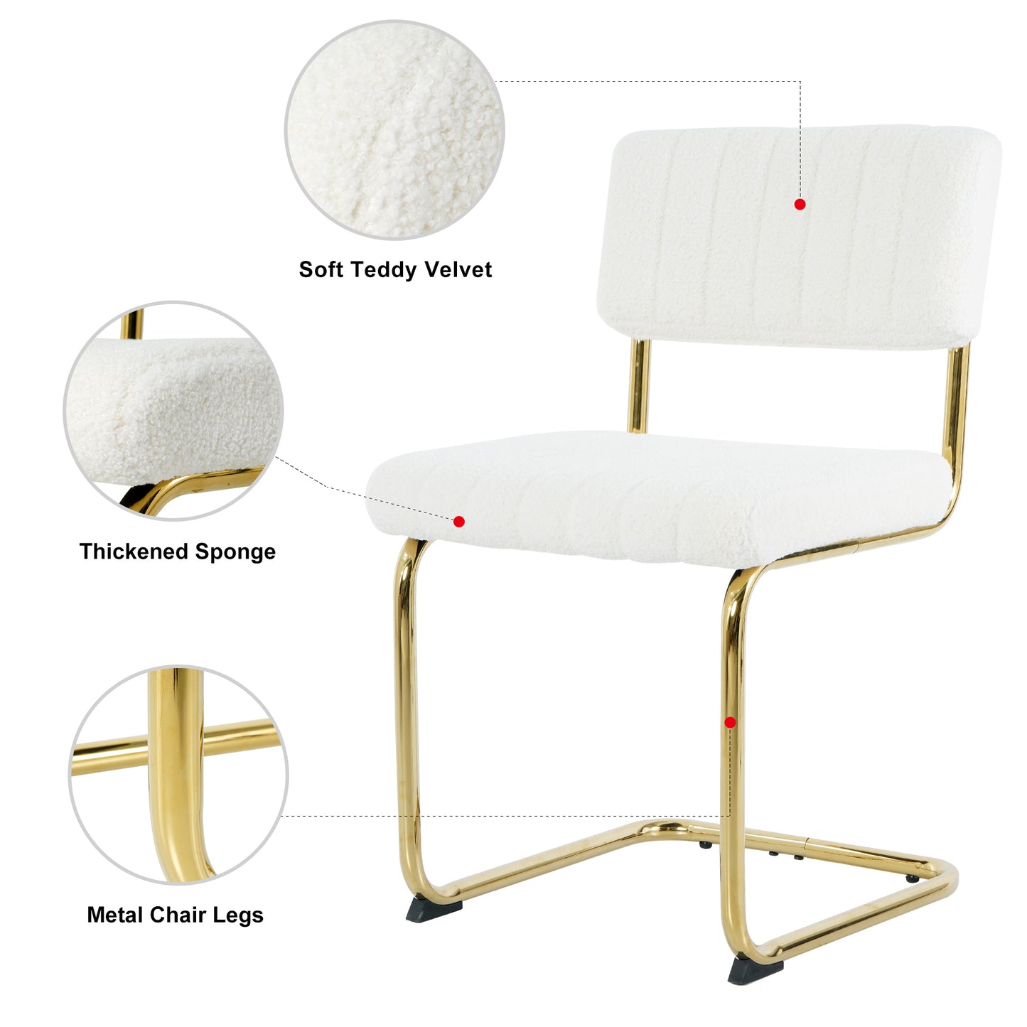 Ezell Dining Chairs with Gold Metal Leg (Set of 2) - White