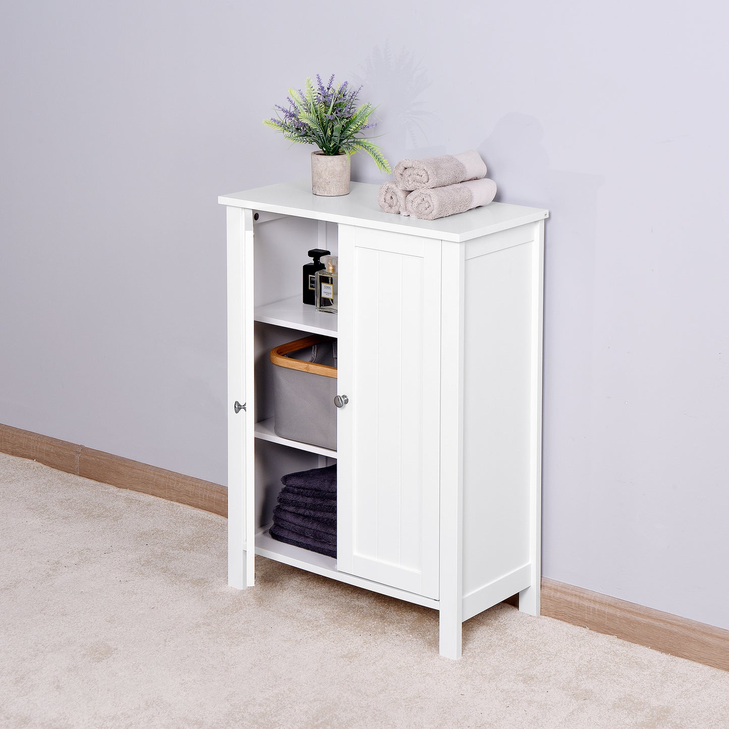 Jaro Bathroom Storage Cabine with Double Door - White