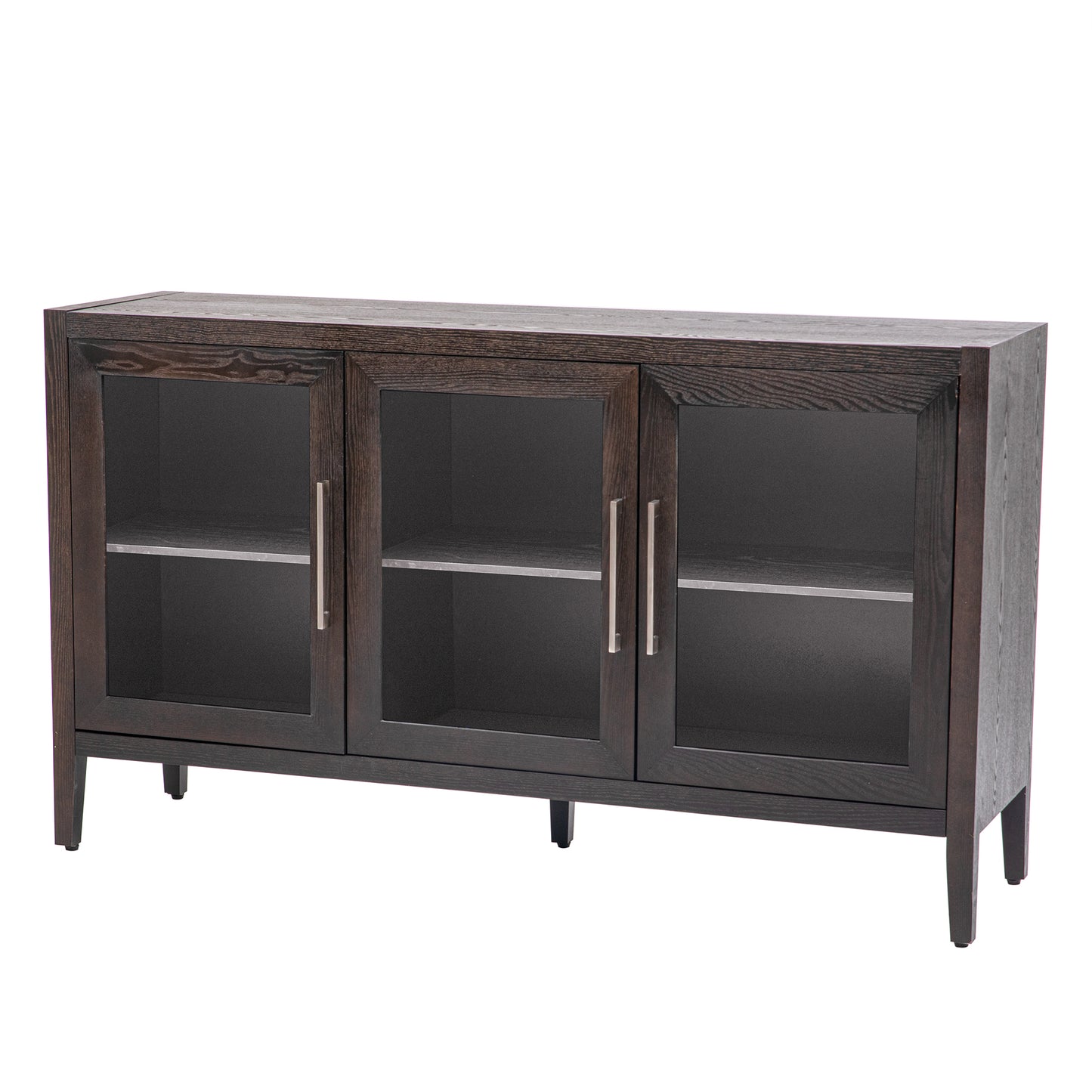 Finch Storage Cabinet with Tempered Glass - Brown