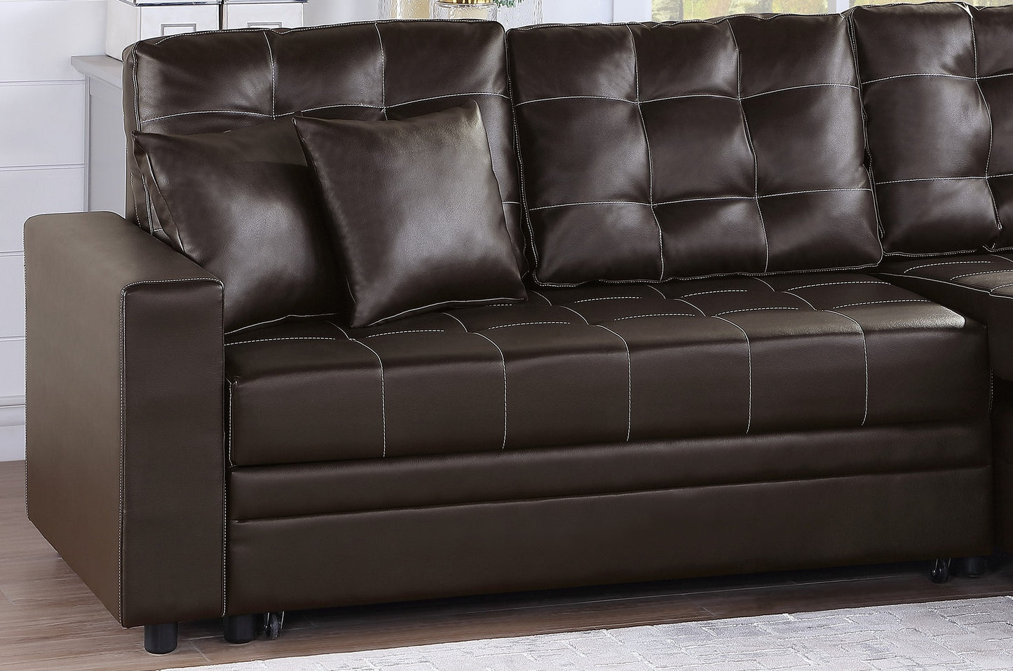 Amir Convertible Sectional Pull Out Bed Sofa Chaise Reversible Storage Chaise - Espresso