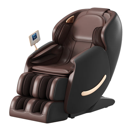 Elias Deluxe Zero Gravity Full Body Massage Chair with AI Voice Control - Black+Brown