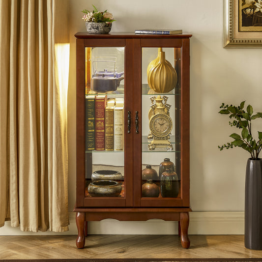 Karla Lighted Curio Diapaly Cabinet - Walnut