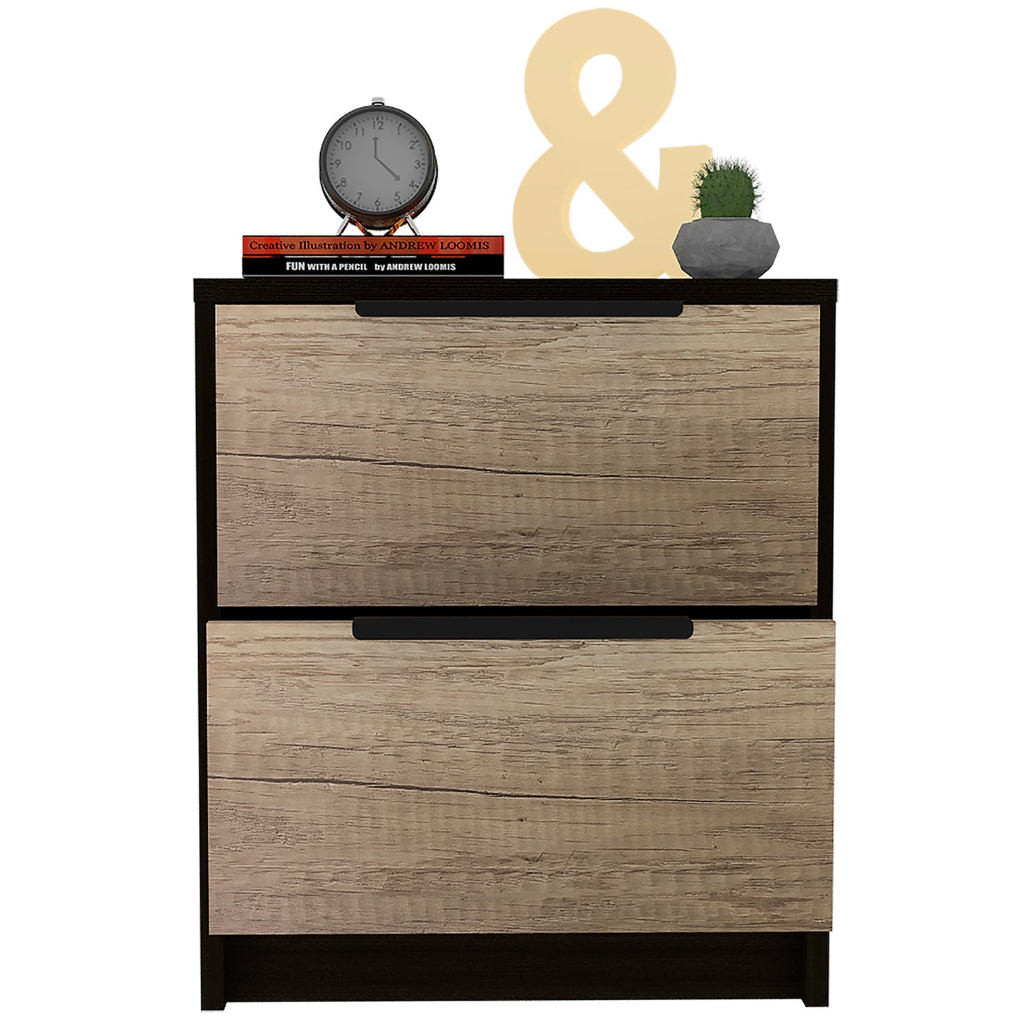 Kaia Nightstand Metal Handle - Black /Pine