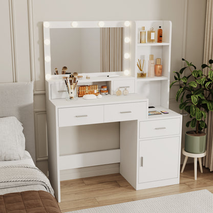 Kira Vanities Table With Mirror - White