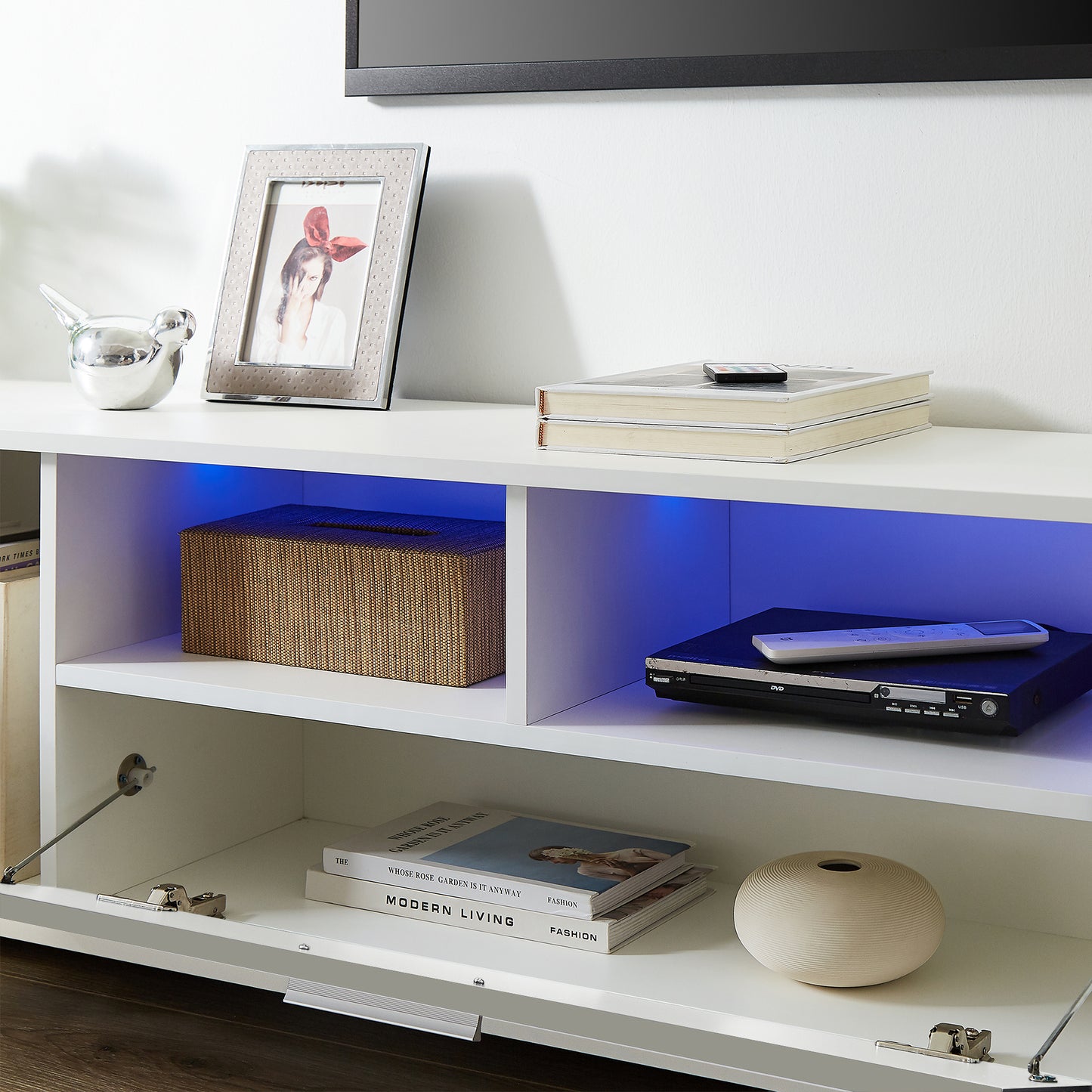 Oasis TV Stand with LED Lights - White