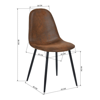 Scandinavian Velvet Chairs (Set of 4) - Suede Brown