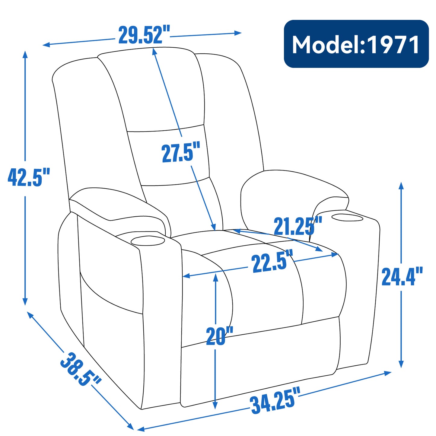 Rico Large Power Lift Recliner Chair with Heat and Massage - Brown