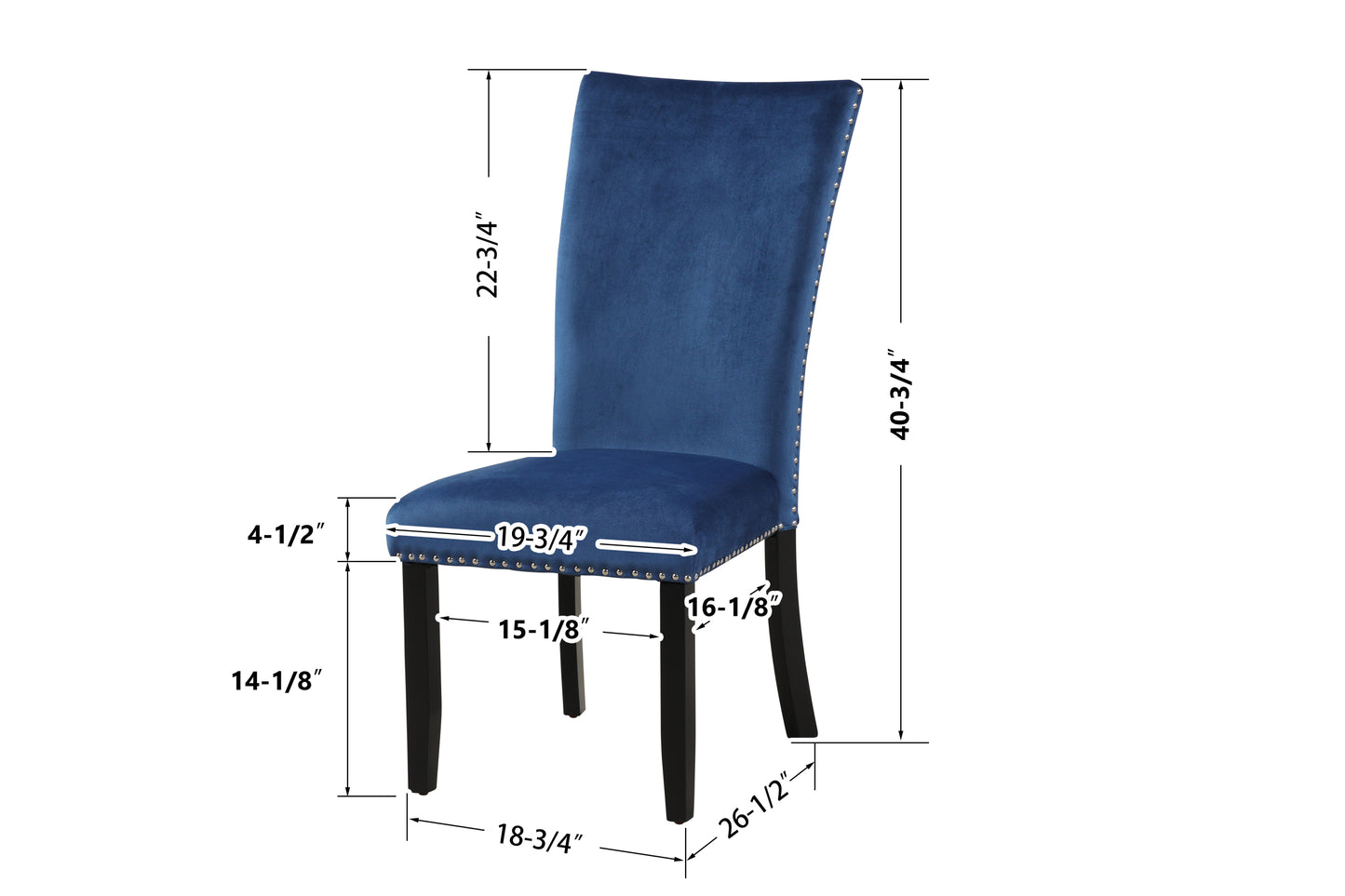 Divina Velvet Dining Chairs (Set of 2) - Blue