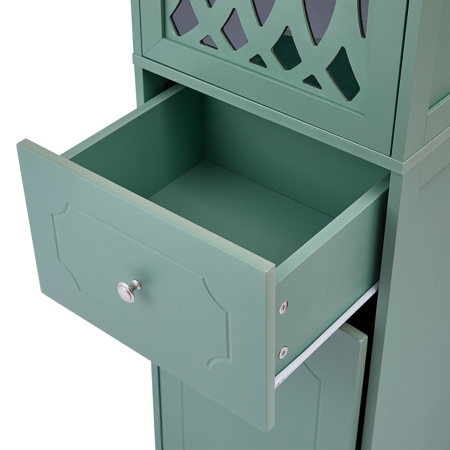 Statured Bathroom Cabinet with Drawer and Doors - Green