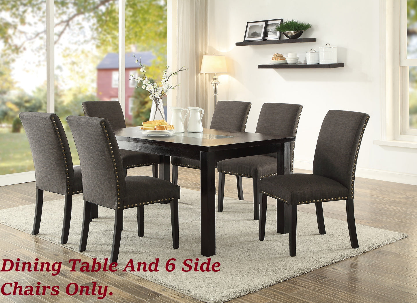 Tess 7pc Dining Set 6x Side Chairs - Gun Ash