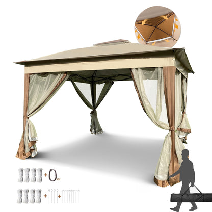 Nita 11 x 11 ft Outdoor Gazebo Canopy - Coffee