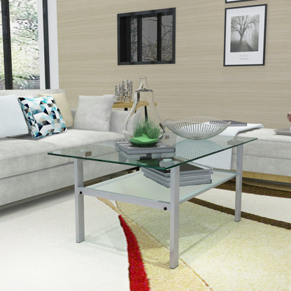 Kaya Glass Top Coffee Table - Grey