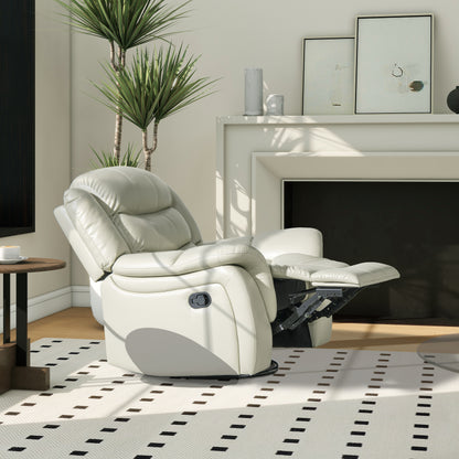 Rover Swivel Glider Push Back Manual Recliner Arm Chair - White