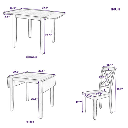 Vito 2pc Dining Set Dining Table 2x Side Chairs - Espresso