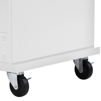 Retro Kitchen Island Cart with Storage Cabinet - White