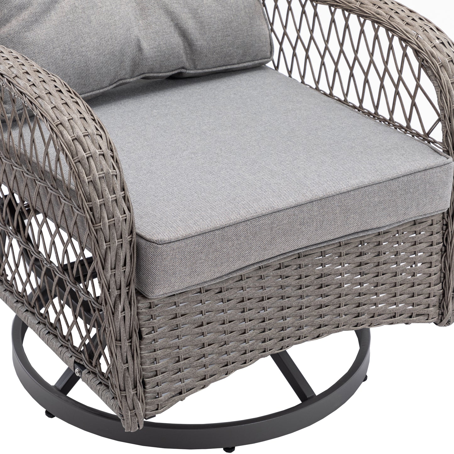 Tompkins 3 Pc Outdoor Swivel Rocker Patio Chairs - Gray