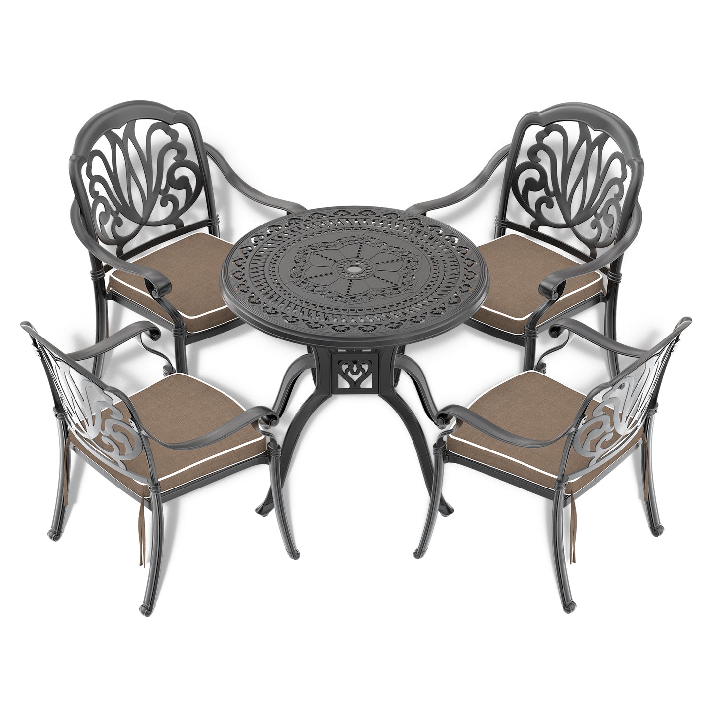 Olsen Cast  Aluminum Round Patio Dining Table - Black