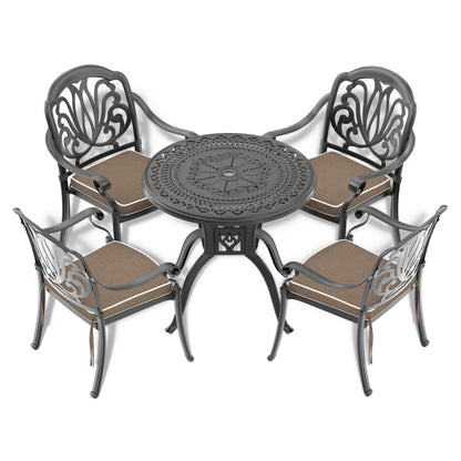 Olsen Cast  Aluminum Round Patio Dining Table - Black