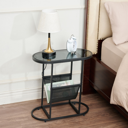 Duet Acacia Oval Small Side Tables  (Set of 2) - Black