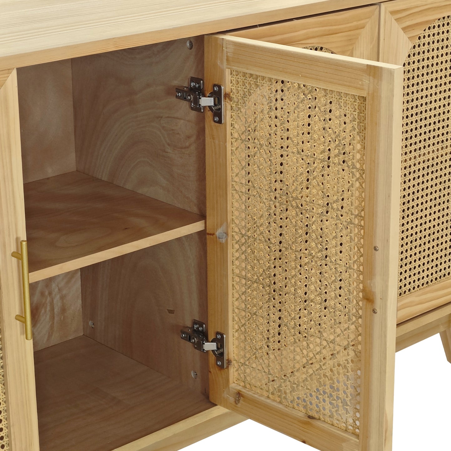 Xenia 4-Door Cabinet with Rattan - Natural