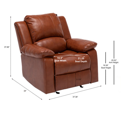 Charlotte Leather Gel Recliner - Caramel