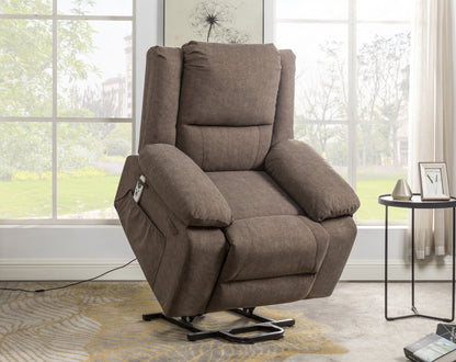 Solace Electric Power Recliner Chair with Massage and Heatin - Brown